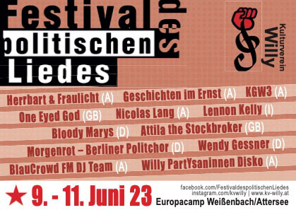 Flyer2023 S1 - In Freundschaft und Solidarität - Festival des politischen Liedes 2023, Kulturverein Willy - Blog