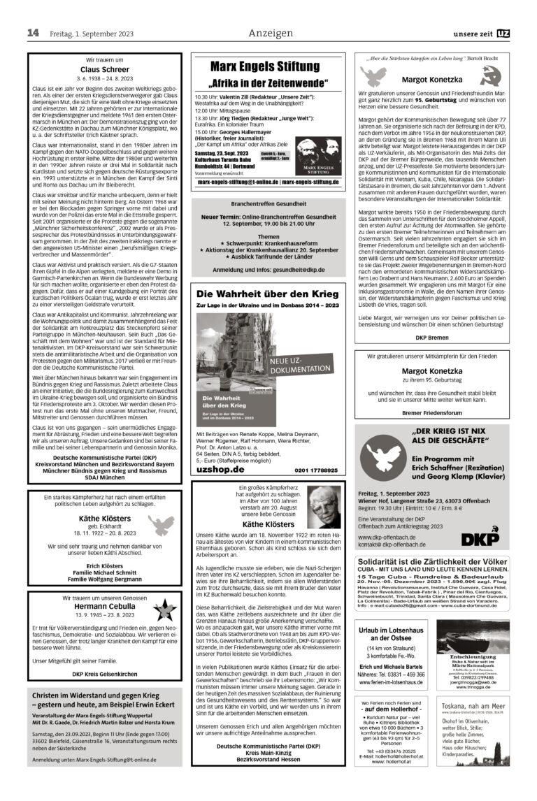 UZ 2023 35 Seite 14 - Anzeigen 2023-35 - Anzeigen - Anzeigen