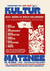 4116 KULTURMATINEE Poster - In was für einer Welt könnten wir leben? - Ernst Thälmann, Gedenkstätte, Hamburger Aufstand 1923, Kulturmatinee - Vermischtes