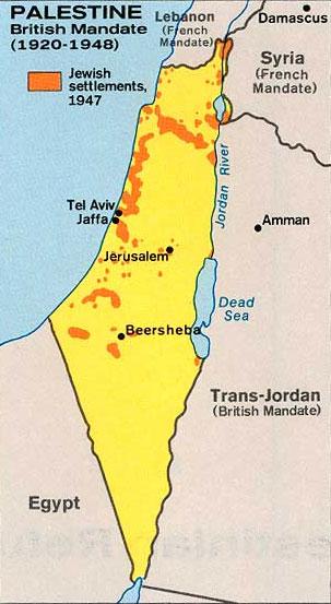 Jewish settlements 1947 - Wer ist die Hamas? - Hamas, Nahost-Konflikt - Hintergrund