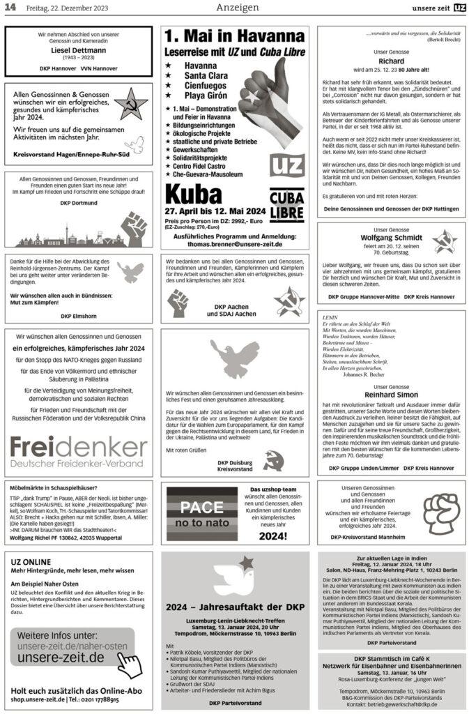 UZ 2023 51 Seite 14 - Anzeigen 2023-51/52 - Anzeigen - Anzeigen