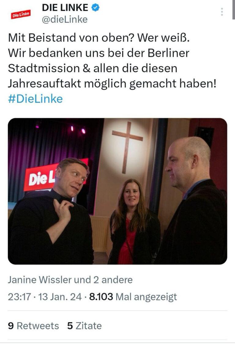 photo 2024 01 15 11 11 44 - Die Linke wünscht „Beistand von oben" - CDU, Partei "Die Linke", Politische Annäherung - Vermischtes