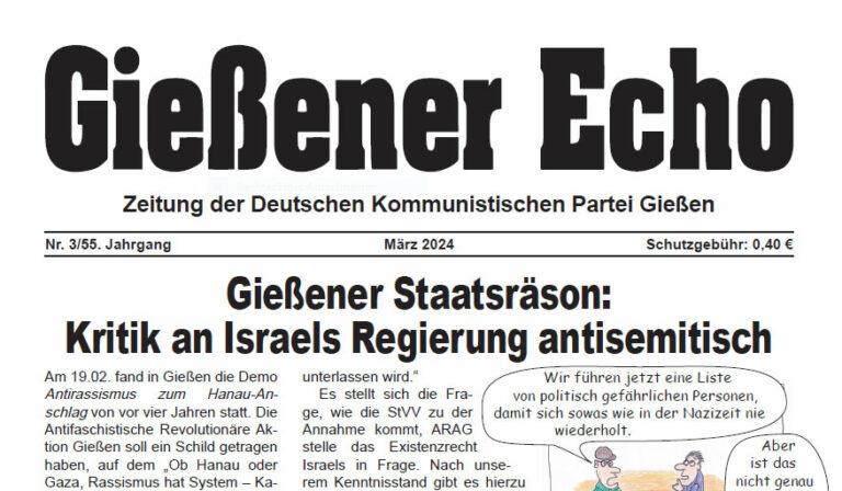 Echo - Gießener Staatsräson: Kritik an Israels Regierung antisemitisch - Dokumentiert - Dokumentiert