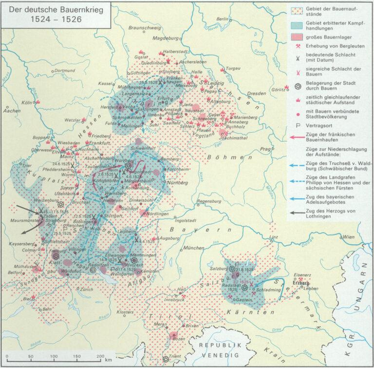12 13 Karte Der deutsche Bauernkrieg in Farbe Web Geraete - Fürstliche Rache - 500 Jahre Bauernkrieg, Friedrich Engels - Theorie & Geschichte