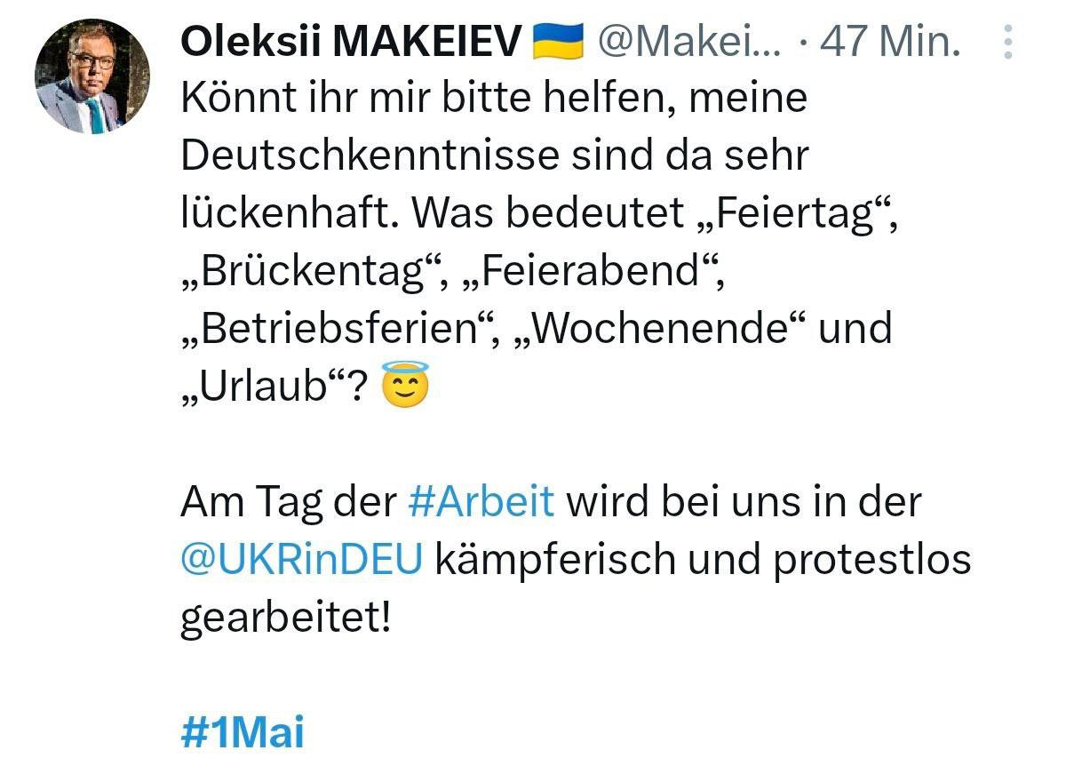 190901 Bild Screenshot Twitter - Feixender Botschafter - UZ vom 9. Mai 2025 - UZ vom 9. Mai 2025