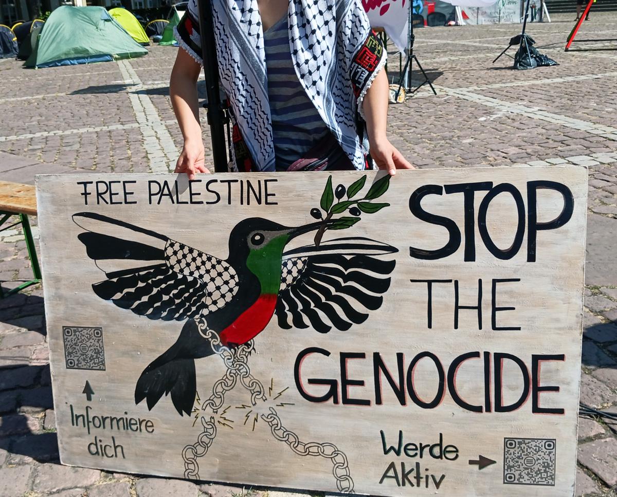 20250705 155452 - Gerechter Frieden statt Genozid - Alhassan Elmasri, Friedensvernetzung Südwest, Heidelberg, Helga Baumgarten, Palästina-Solidarität, Repression, Tsafrir Cohen - Blog, Politik