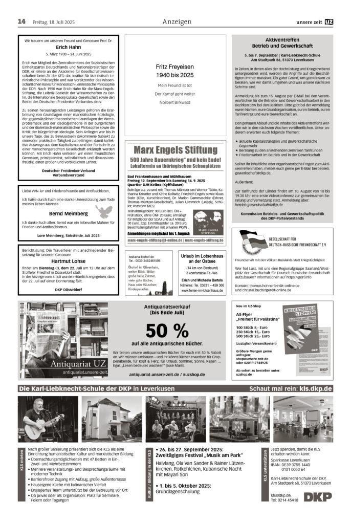 UZ 2025 29 Seite 14 - Anzeigen 2025-29 - Anzeigen - Anzeigen