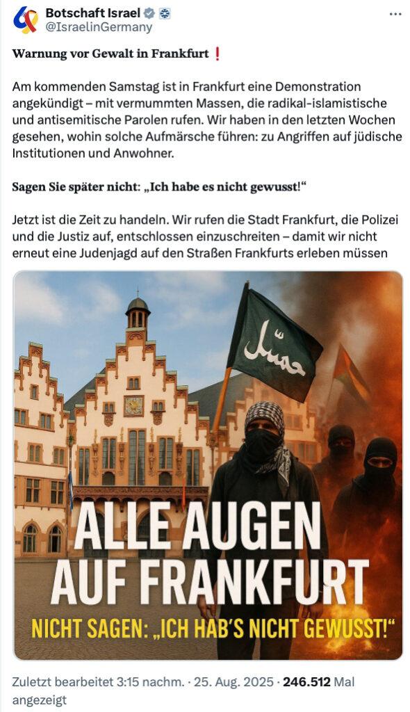 Mit Fake-News gegen Versammlungsrecht - Frankfurt am Main, Palästina-Solidarität, Repression, United4Gaza, Versammlungsverbot - Blog, Politik Bildschirmfoto 2025 08 28 um 13.47 - Mit Fake-News gegen Versammlungsrecht - Frankfurt am Main, Palästina-Solidarität, Repression, United4Gaza, Versammlungsverbot - Blog, Politik