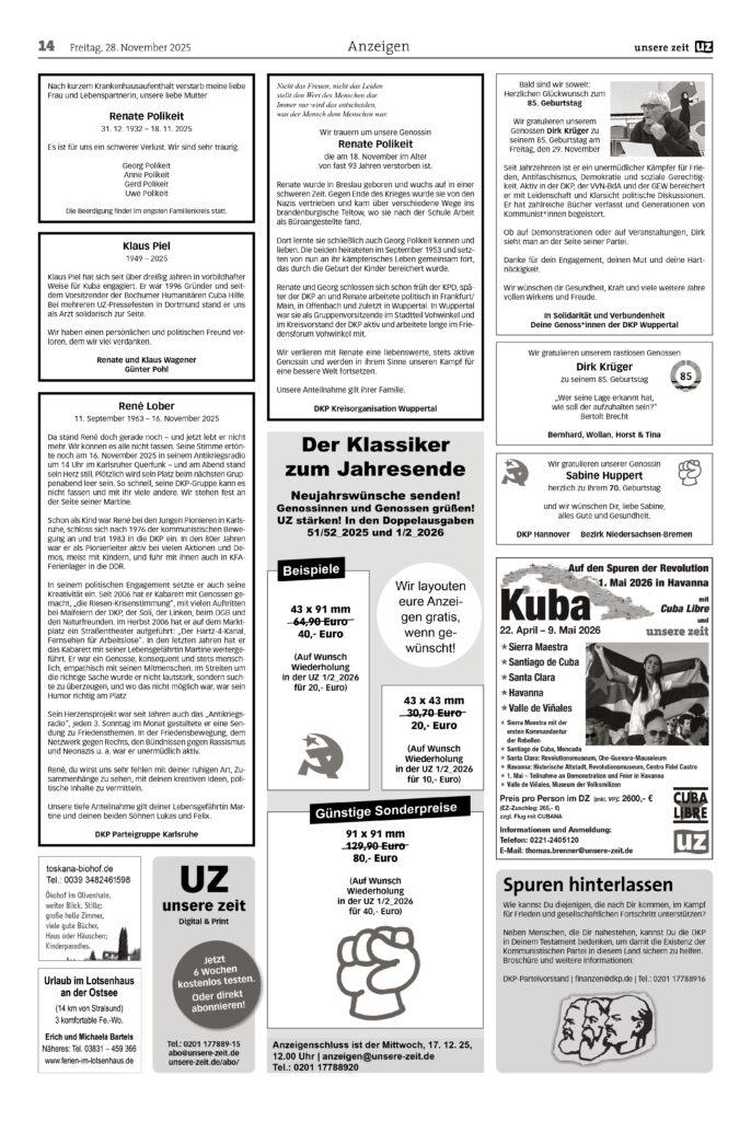 UZ 2025 48 Seite 14 - Anzeigen 2025-48 - Anzeigen - Anzeigen