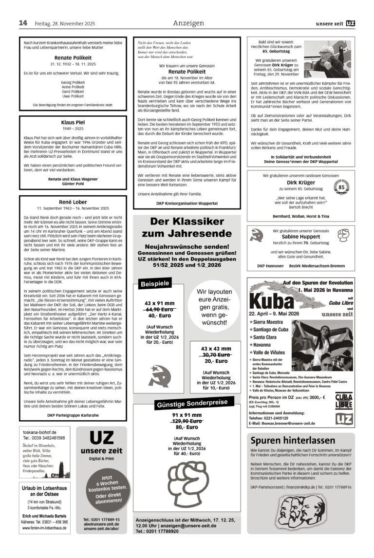 UZ 2025 48 Seite 14 - Anzeigen 2025-48 - Anzeigen - Aktion