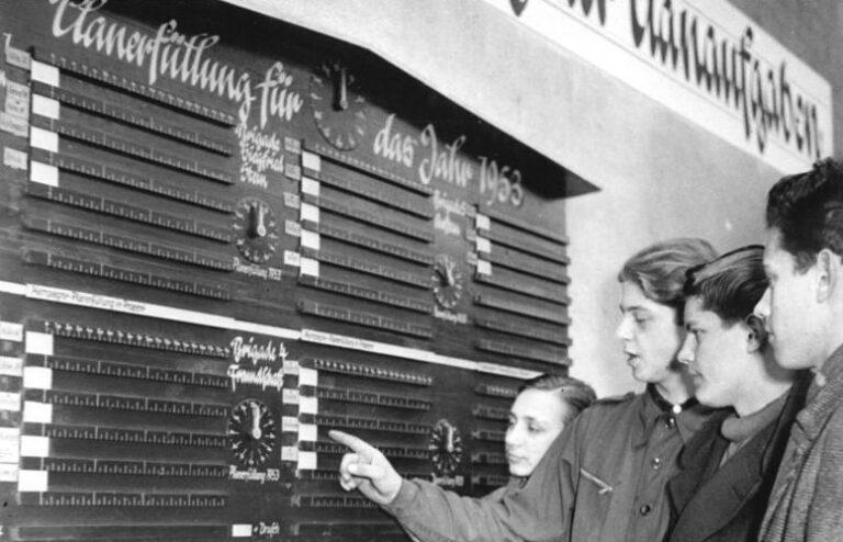 Bundesarchiv Bild 183 18505 0001 Magdeburg Metallarbeiter vor einer Leistungstafel cropped - Zukunftsmusik - Julian Lämmrich - Julian Lämmrich