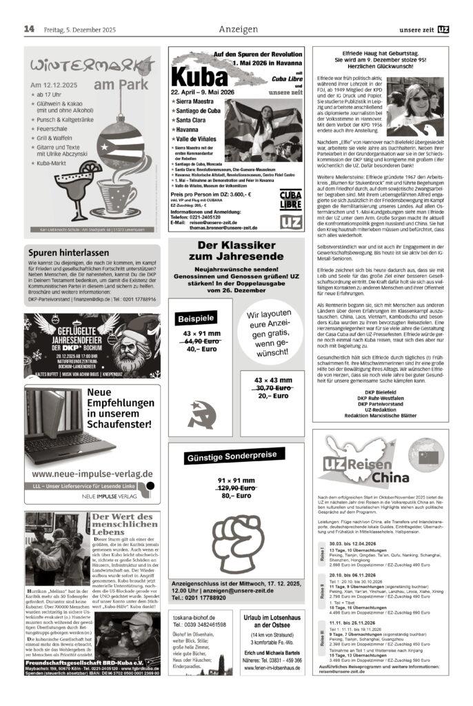 UZ 2025 49 Seite 14 - Anzeigen 2025-49 - Anzeigen - Anzeigen