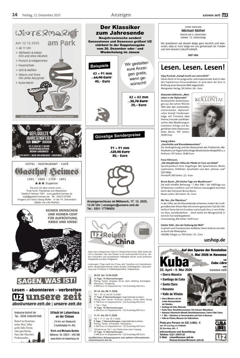 UZ 2025 50 Seite 14 - Anzeigen 2025-50 - Anzeigen - Aktion, Blog