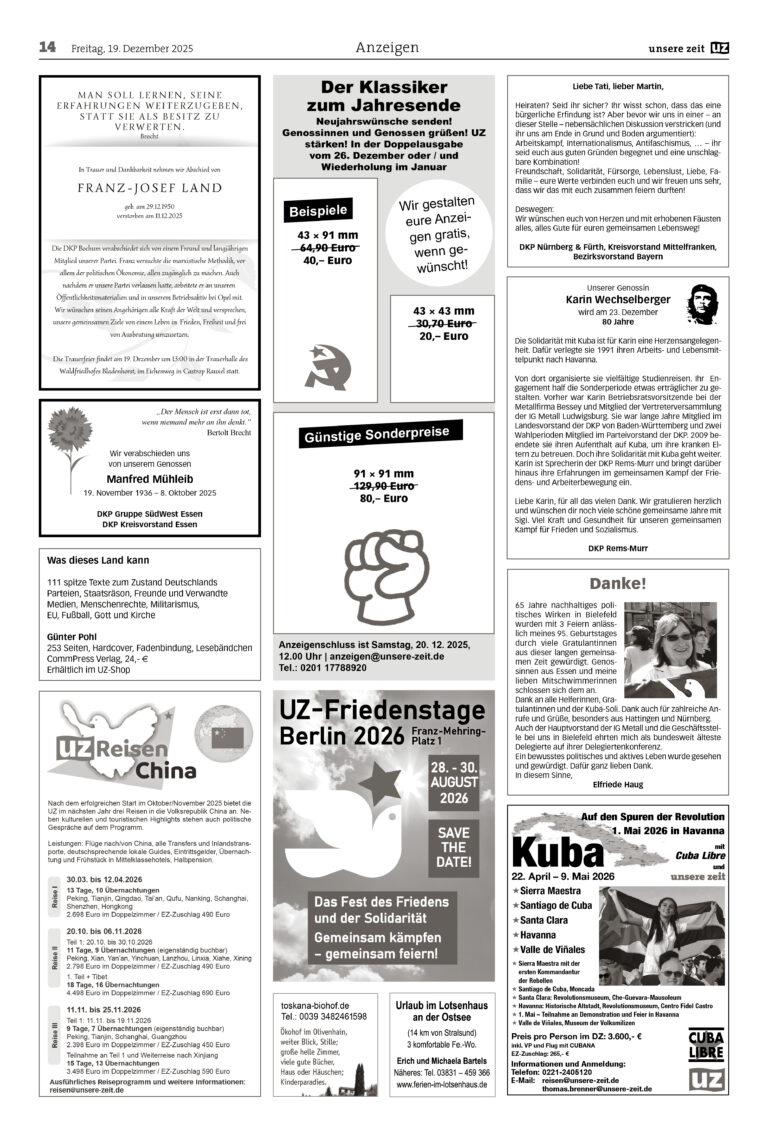 UZ 2025 51 Seite 14 - Anzeigen 2025-51 - Anzeigen - Hintergrund
