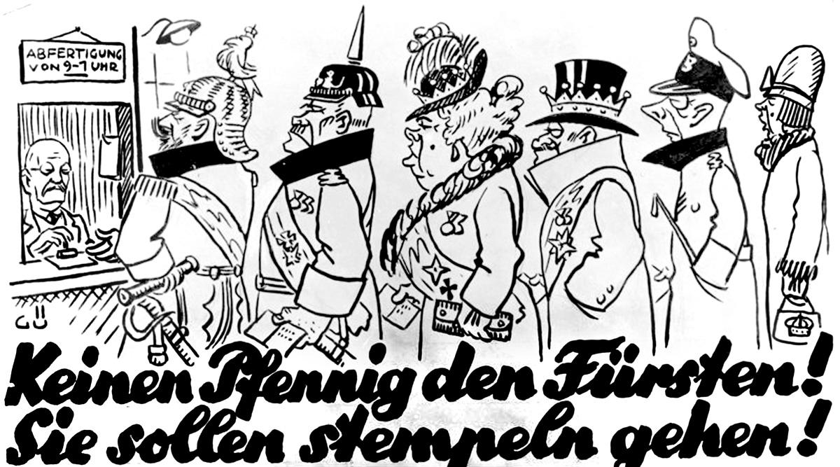 Bundesarchiv Bild 146 1982 092 25 Plakat gegen Fuerstenabfindung - 14 Millionen Schweinehunde - DDP, Ernst Thälmann, Fürstenenteignung, KPD, Kuczynski-Ausschuss, Otto Wels, SPD, Weimarer Republik - Theorie & Geschichte