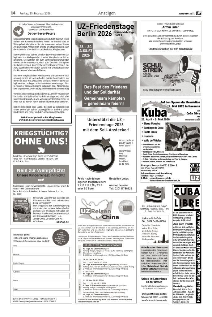 UZ 2026 07 Seite 14 - Anzeigen 2025-07 - Anzeigen - Anzeigen