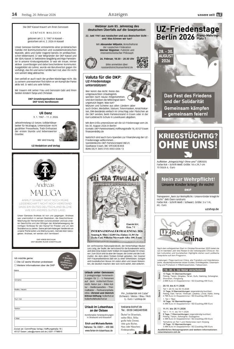 UZ 2026 08 Seite 14 - Anzeigen 2026-08 - Anzeigen - Theorie & Geschichte
