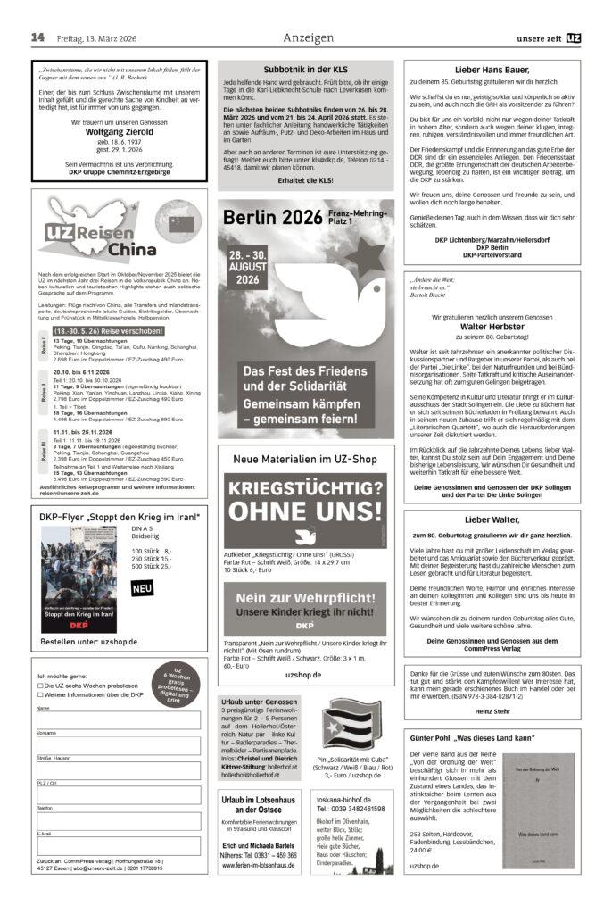 UZ 2026 11 Seite 14 - Anzeigen 2026-11 - Anzeigen - Anzeigen