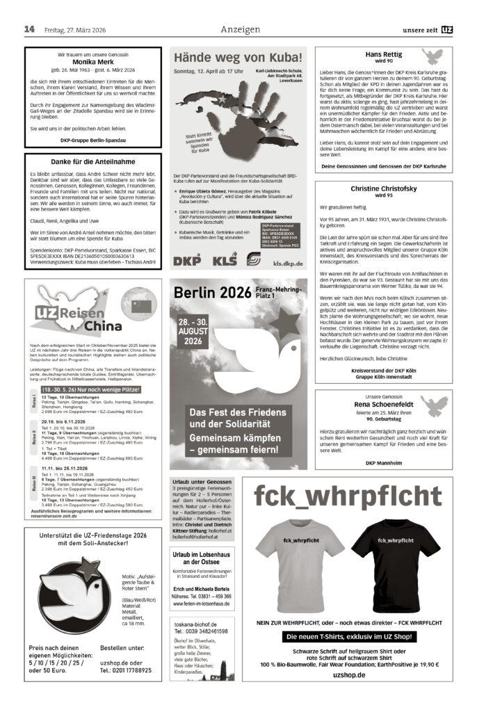 UZ 2026 13 Seite 14 - Anzeigen 2026-13 - Anzeigen - Anzeigen