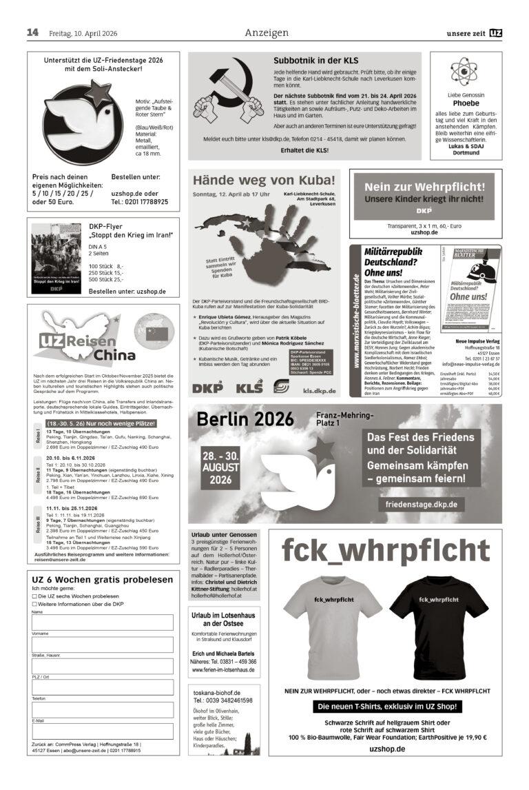 UZ 2026 15 Seite 14 - Anzeigen 2026-15 - Anzeigen - Die letzte Seite