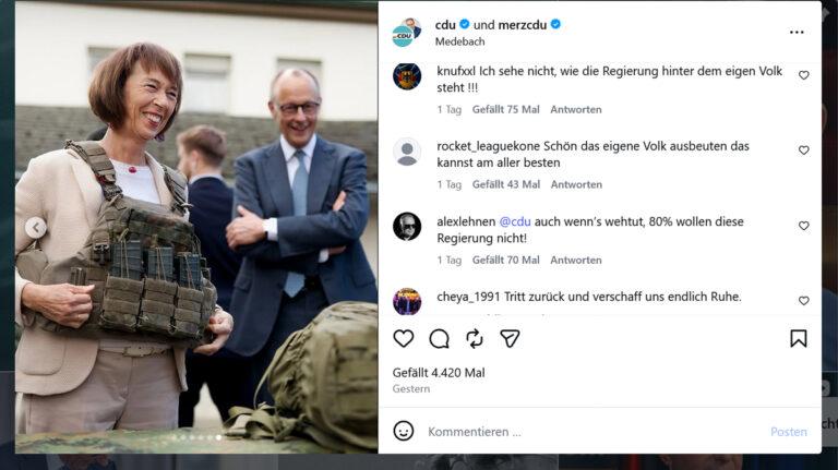 250901 Bild Insta CDU - „Sauerländischen Kreuzritter“ - Bundesregierung, CDU, Friedrich Merz, Kriegseinsätze - Positionen