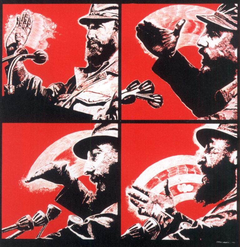 330101 Fidel in Farbe und Bunt und so also rot und schwarz zumindest - Fidel presente - Donald Trump - Donald Trump