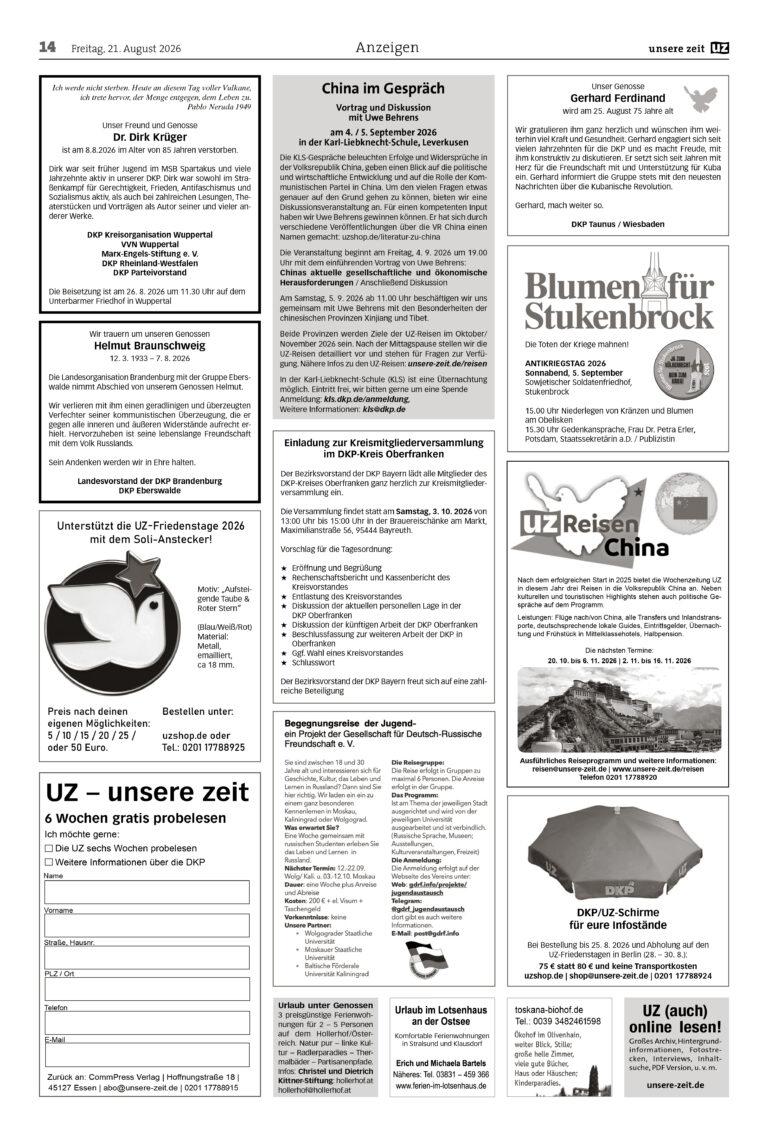 UZ 2026 34 Seite 14 - Anzeigen 2026-34 - Anzeigen - Anzeigen