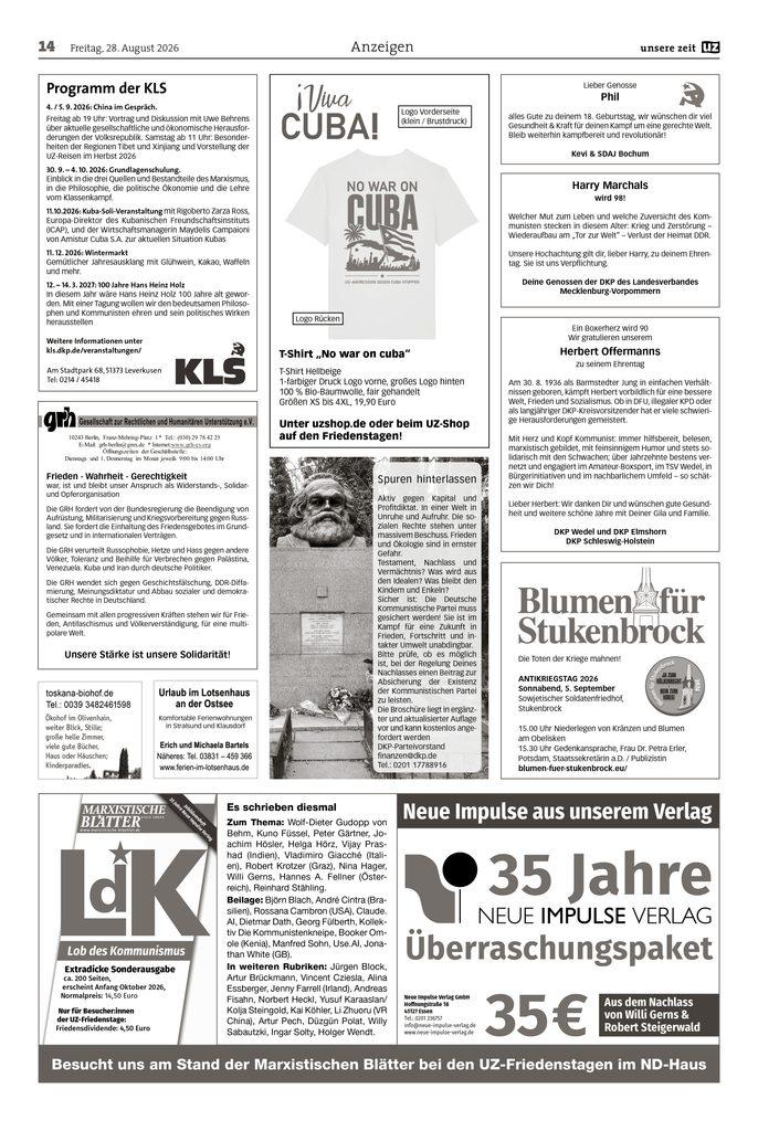 UZ 2026 35 Seite 14 - Anzeigen 2026-35 - Anzeigen - Anzeigen