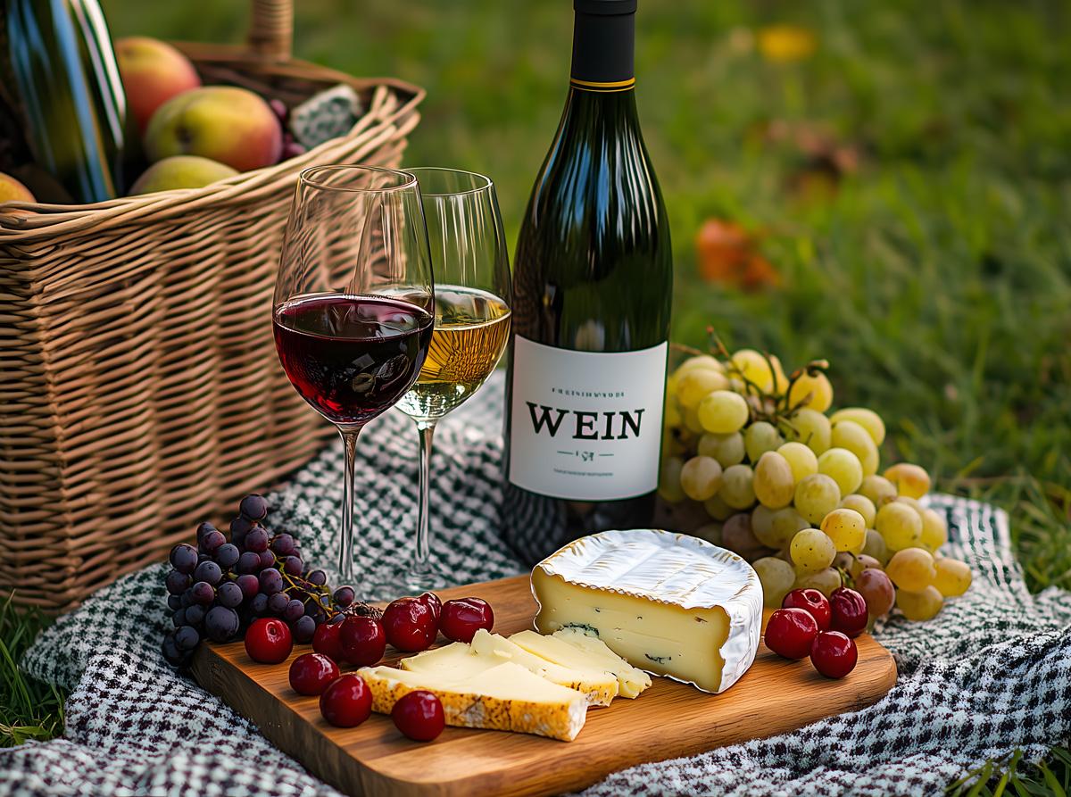 Saufen und Raufen - UZ vom 21. August 2026 - UZ vom 21. August 2026 picknick mit wein kase trauben und apfeln auf wiese 1118011 - Saufen und Raufen - UZ vom 21. August 2026 - UZ vom 21. August 2026