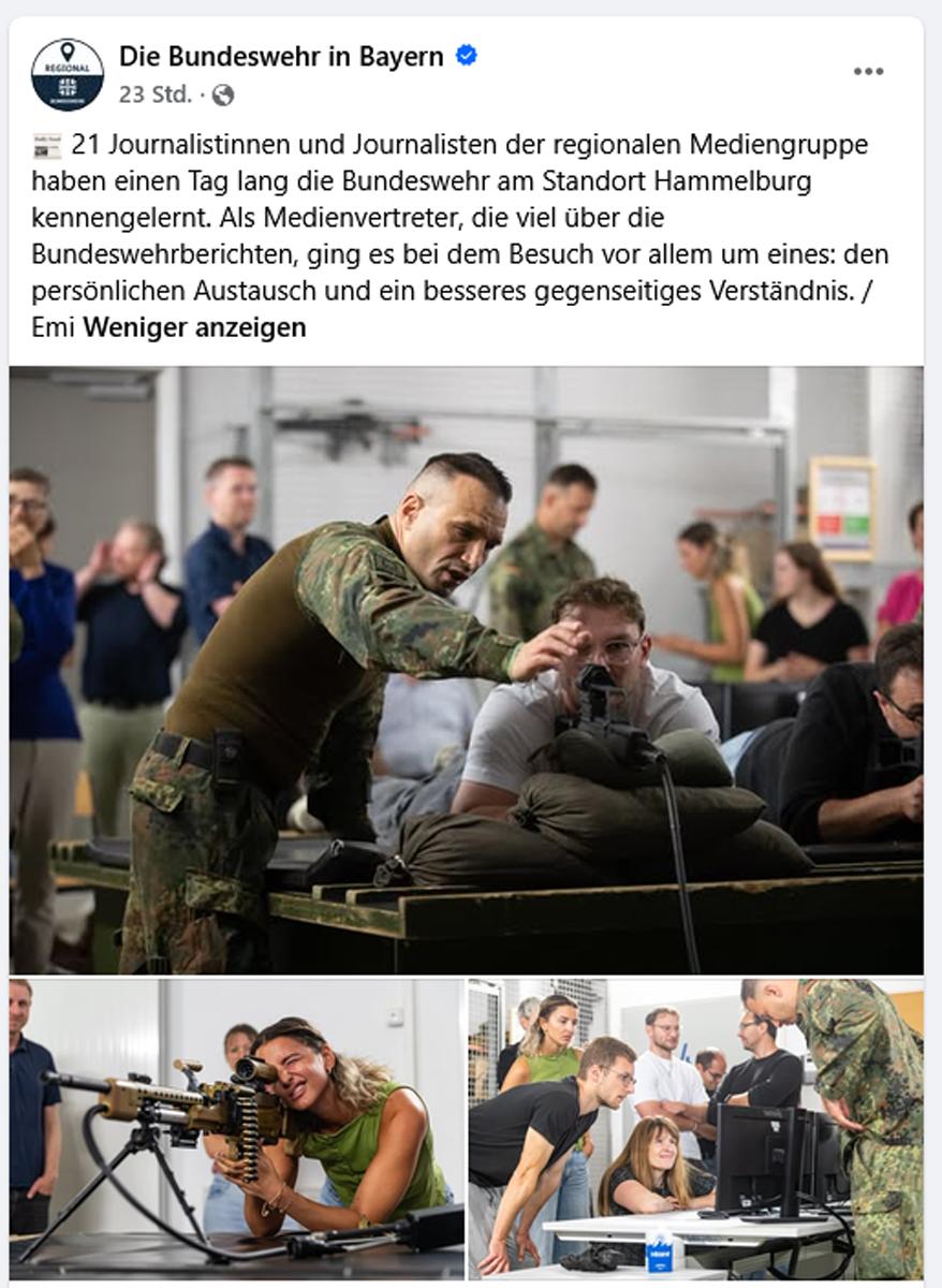 Die Vorzüge des Simulators - Bundeswehr, Journalisten, Kriegsertüchtigung, Simulator, Skandale - Positionen 390901 Screenshot Die Bundeswehr in Bayern Facebook - Die Vorzüge des Simulators - Bundeswehr, Journalisten, Kriegsertüchtigung, Simulator, Skandale - Positionen