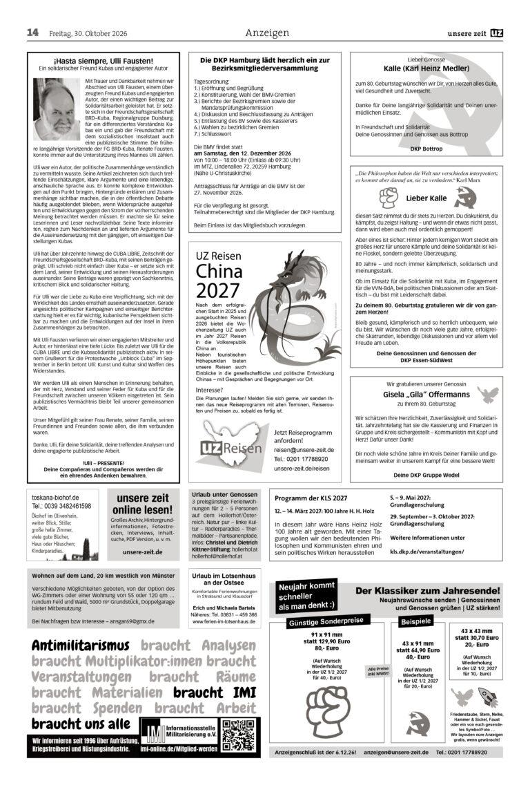 UZ 2026 44 Seite 14 - Anzeigen 2026-44 - Anzeigen - Hintergrund